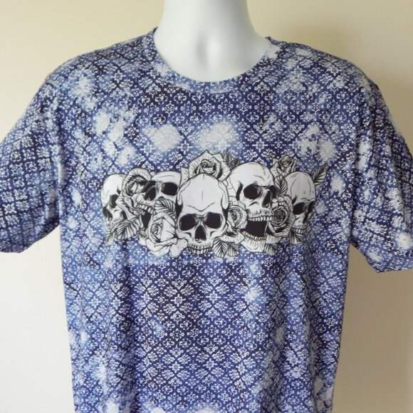 Robert Graham MYLO Skulls Graphic Navy Cotton T Shirt Size M; L - Picture 2 of 6